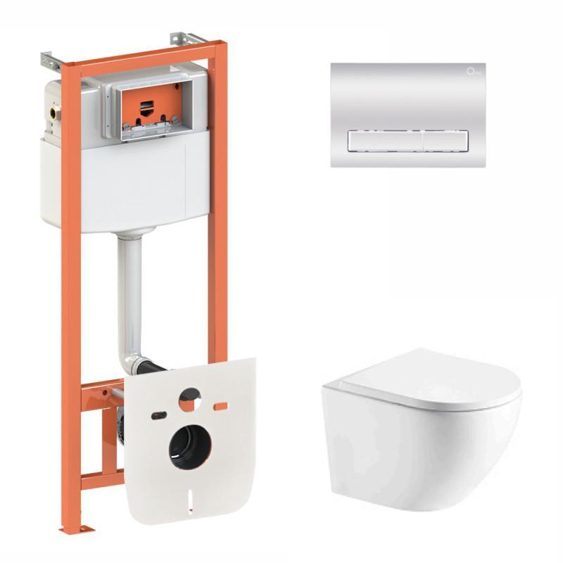 Инсталляция Q-tap 3в1 Nest QT0133M425 с панелью смыва QT0111M08381CRM + унитаз с сиденьем Robin QT1333046ENRW (10426)