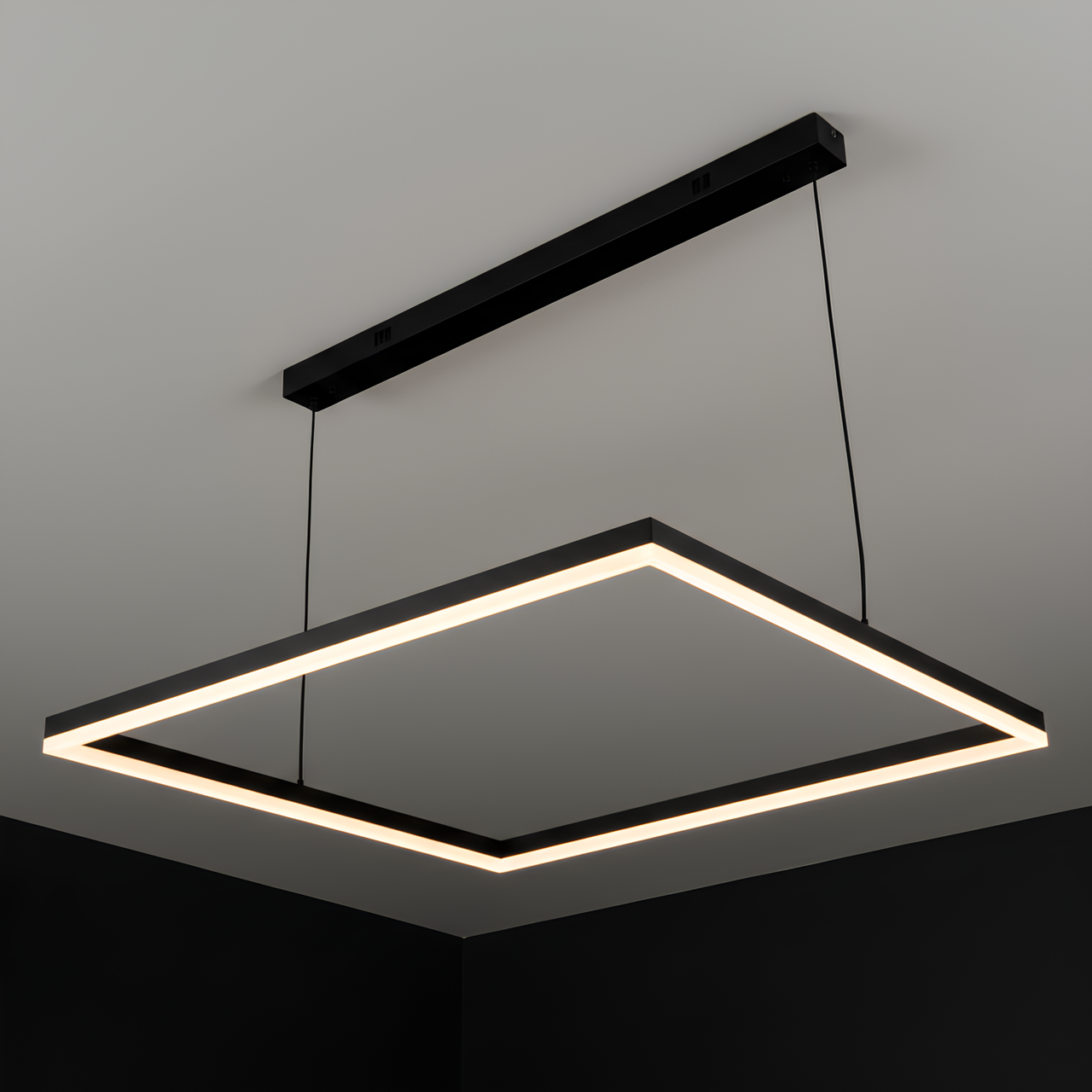 Люстра светодиодная Valeso с квадратным рассеивателем 3000/4000/6500К с пультом 36W Черный (QQD3063)