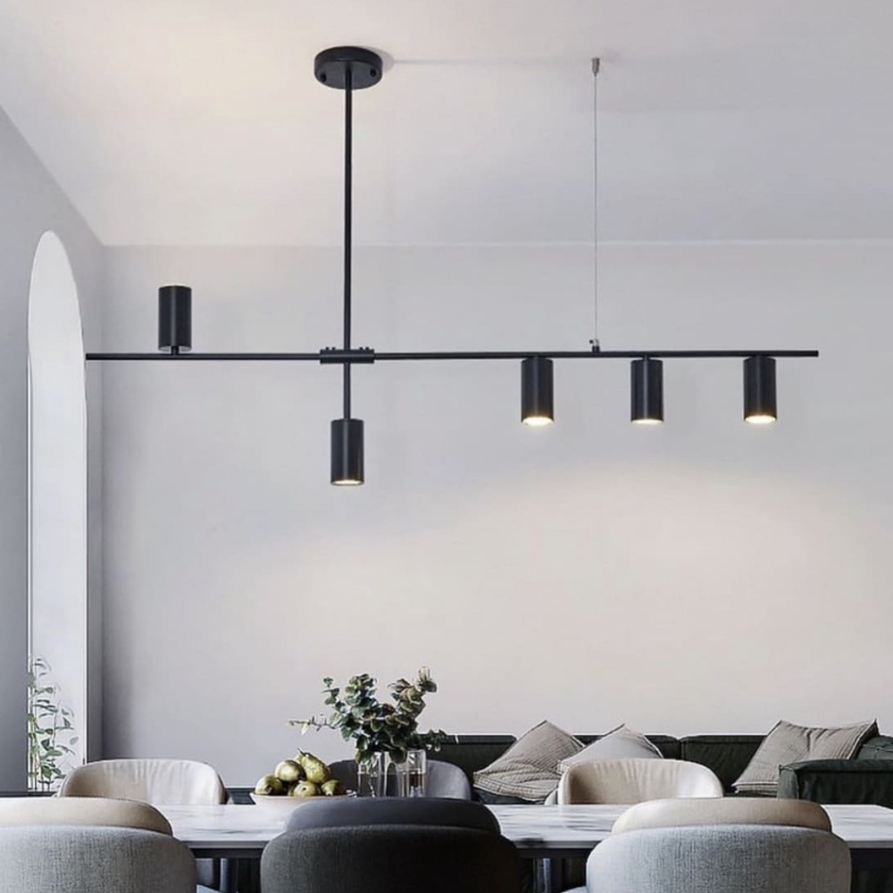 Люстра линейная на 5 черных плафонов-спотов Черный (LF_MD 8021-5 BK+BK)