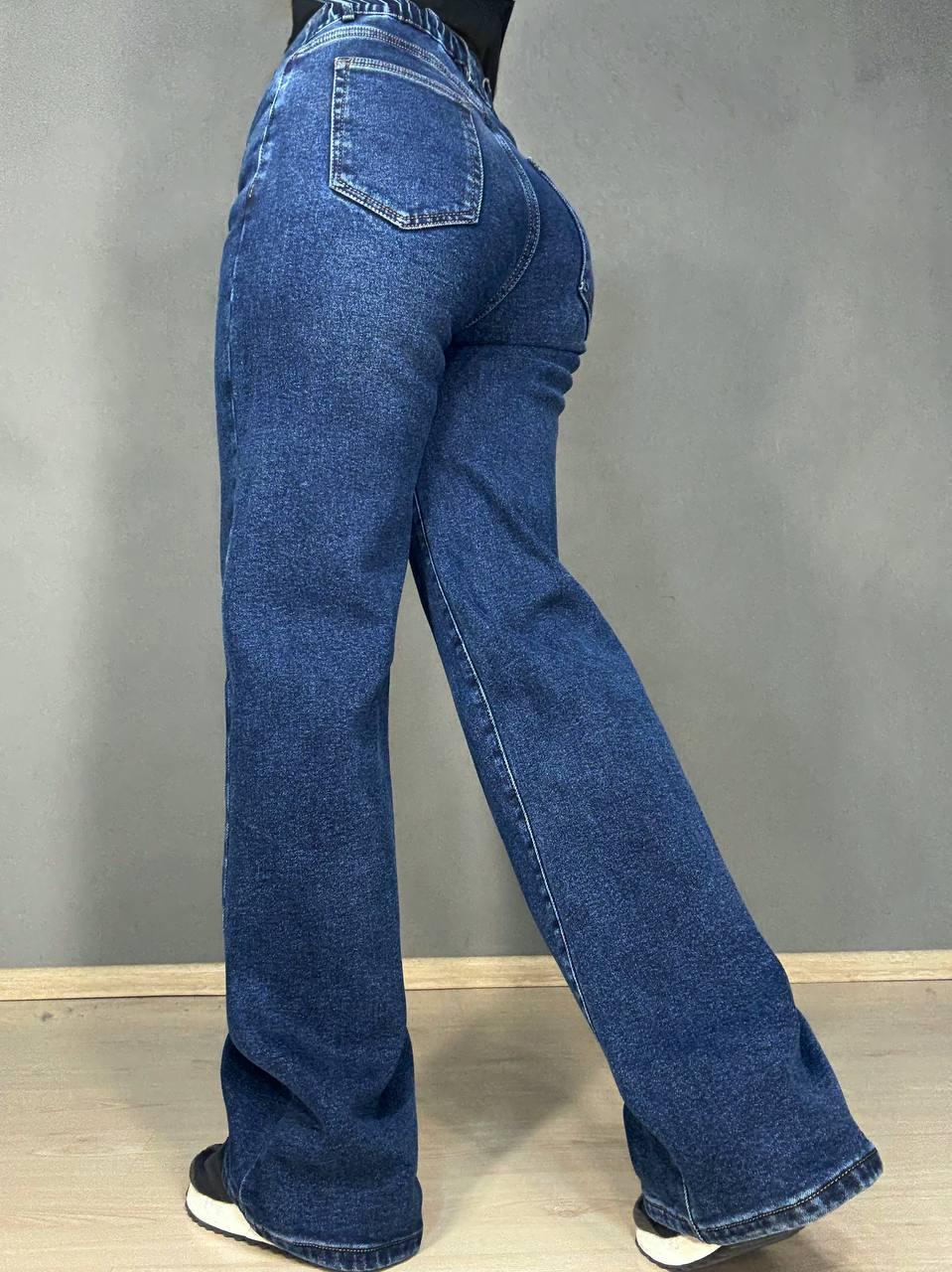 Джинси жіночі Vanver 8331 утеплені на флісі палаццо прямі з резинкою на талії р. 33 Синій (5550) - фото 6