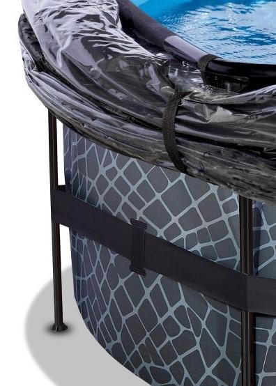 Бассейн каркасный с накрытием Exit Toys 450х122 см с нагревом воды Камень - фото 4 Бассейн каркасный с накрытием Exit Toys 450х122 см с нагревом воды Камень - фото 4