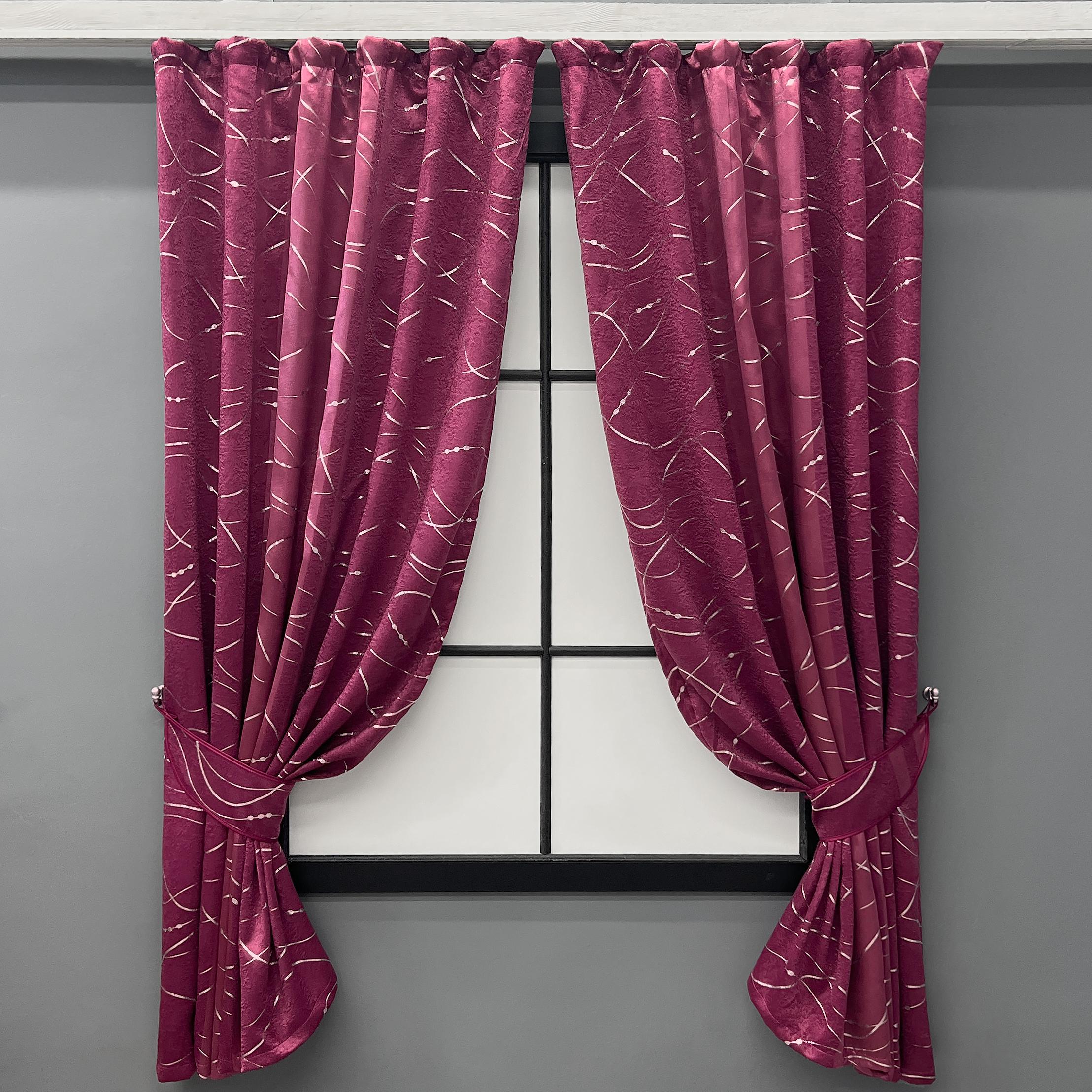 Комплект коротких штор VR-Textil Софт Лиана №459ш 130х170 см 2 шт. Малиновый (35-0429)