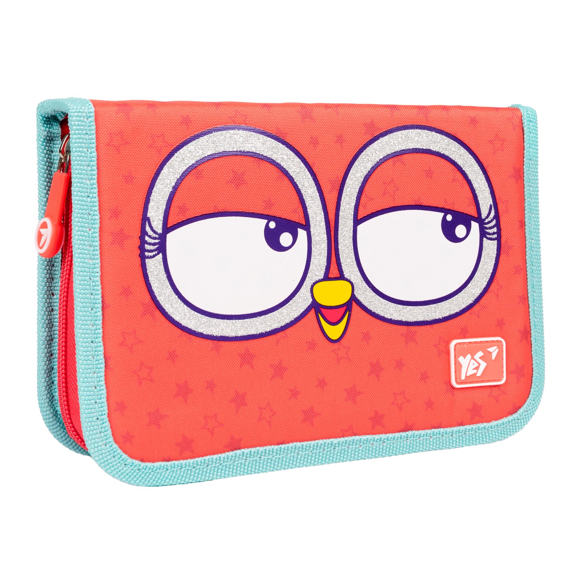 Пенал твердый одинарный YES с двумя клапанами HP-04 Owls