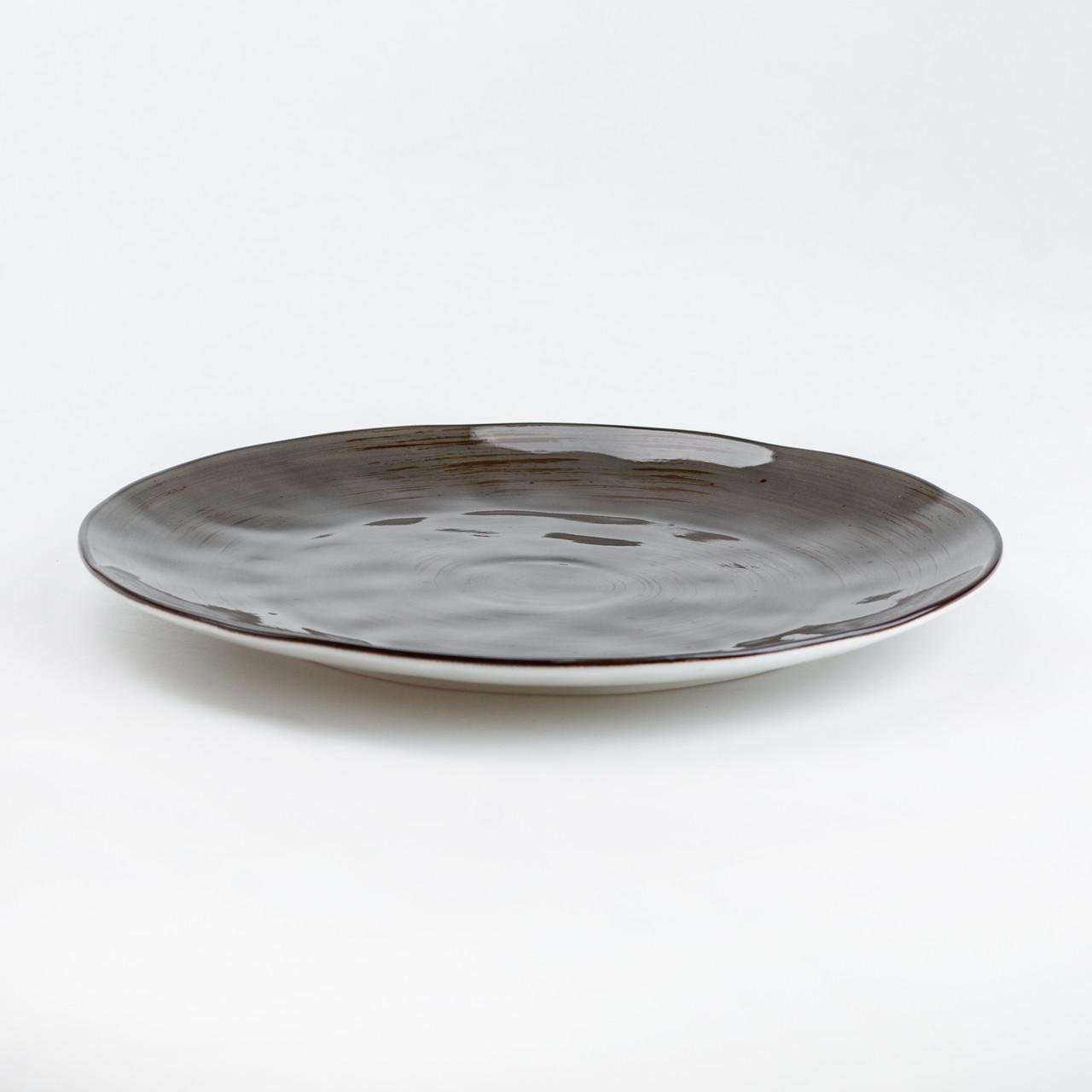 Тарелка сервировочная круглая плоская керамическая 26 см Коричневый (4652)