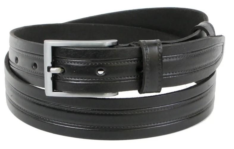 Ремень кожаный мужской Skipper 3,3 см Черный (super684_1251-33)