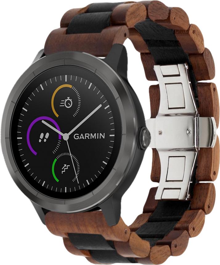 Ремешок деревянный WoodLock для Garmin Vivoactive 3 Black/Brown (28269-26)