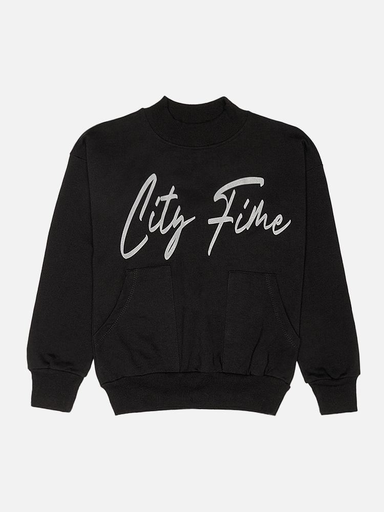 Свитшот для девочки ЦБ-00224620 146 см Черный (28575575)