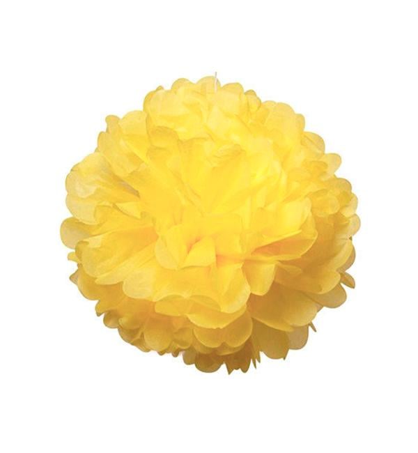 Помпон из бумаги тишиной 30 см Лимонный (135442)