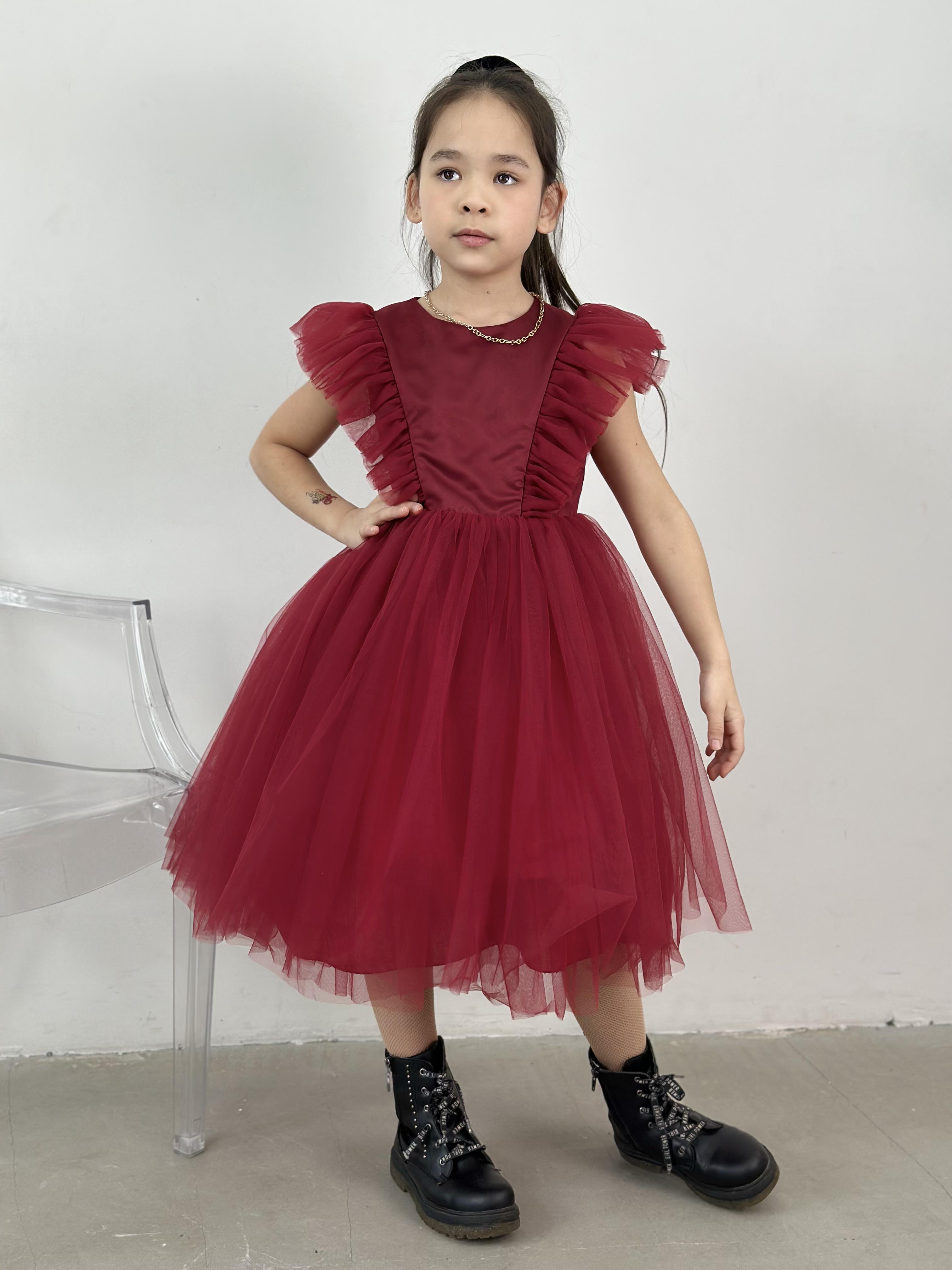 Платье очаровательное для девочек KatyKids Полина из фатина 110 см Винно-красный (11037060600) - фото 2