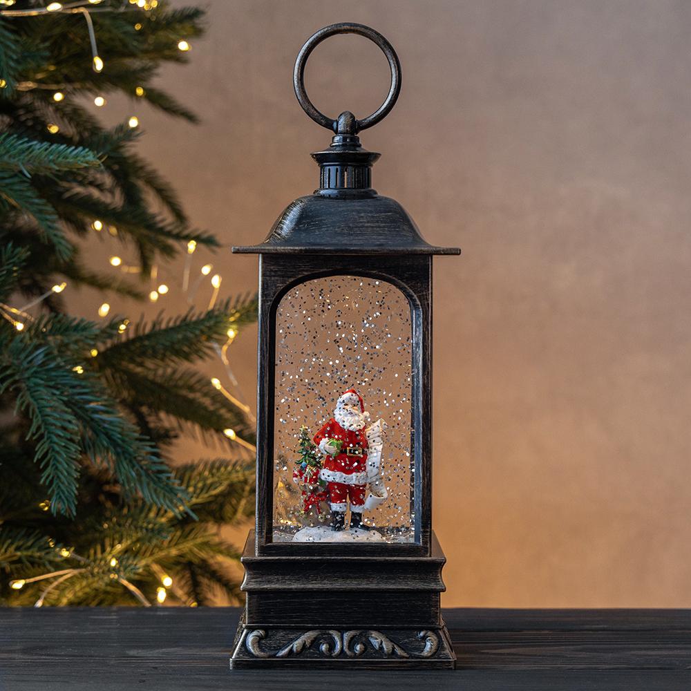Новогодний фонарь с подсветкой и музыкой Санта и новогодние чудеса 27 см (9240-020)