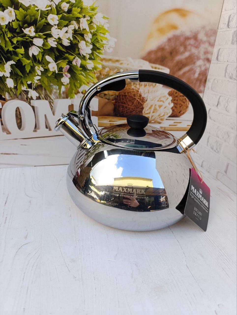 Чайник со свистком MAXMARK MK-1308B из нержавеющей стали 3 л Стальной