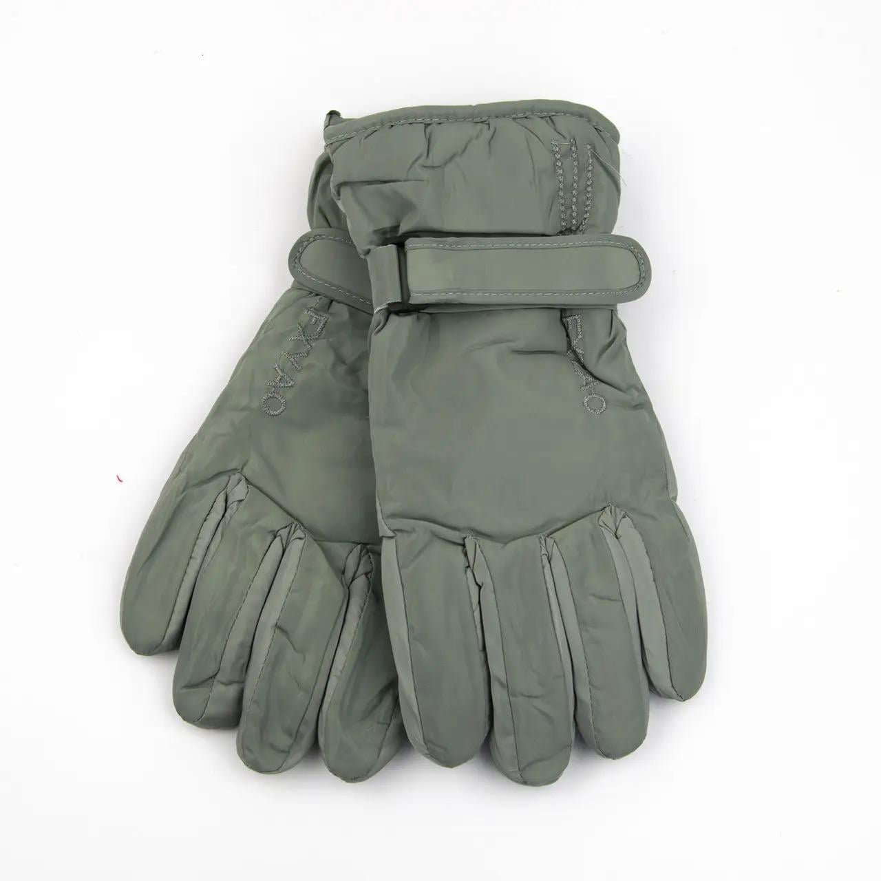 Детские перчатки болоневые лыжные с мехом на липучке Серый (23-12-67)