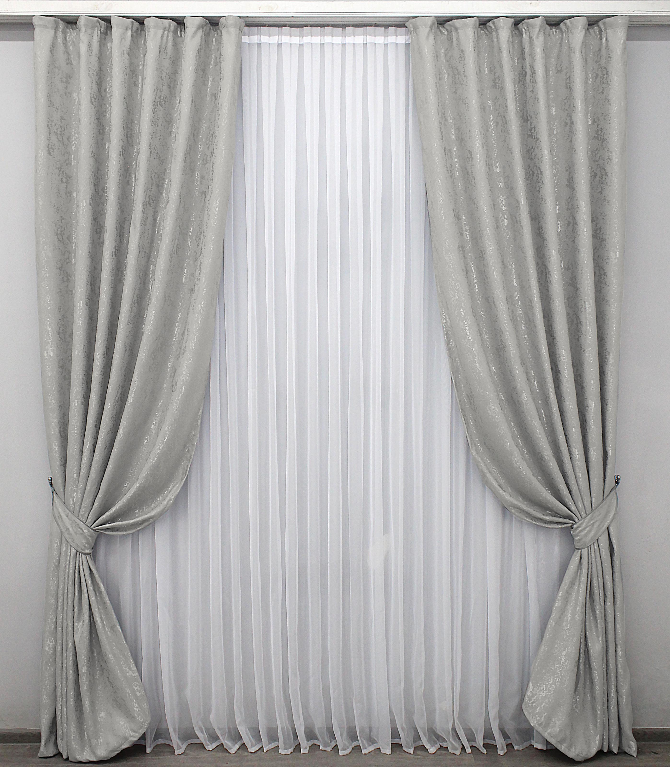 Комплект штор VR-Textil мрамор Pavliani № 1179ш лен 150х270 см 2 шт. Серый (33-0008)
