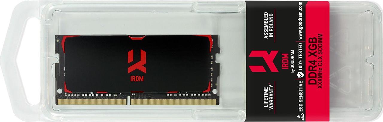 Оперативна пам'ять для ноутбуків Goodram 16 GB SO-DIMM DDR4 3200MHz IRDM Black (IR-3200S464L16A/16G) - фото 2 Оперативна пам'ять для ноутбуків Goodram 16 GB SO-DIMM DDR4 3200MHz IRDM Black (IR-3200S464L16A/16G) - фото 2