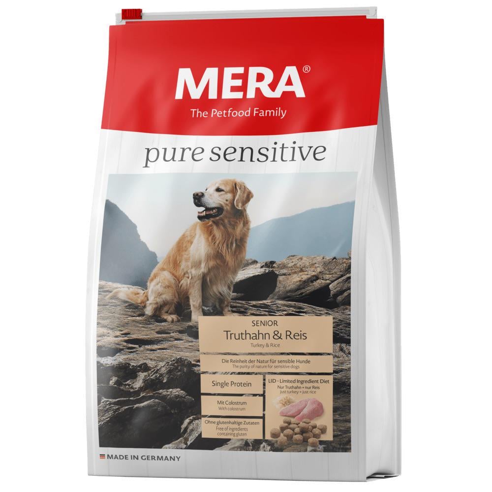 Корм сухой MERA Pure Sensitive Dog Senior Truthahn&Reis з індичкою для літніх собак усіх порід 1 кг (4025877570261)