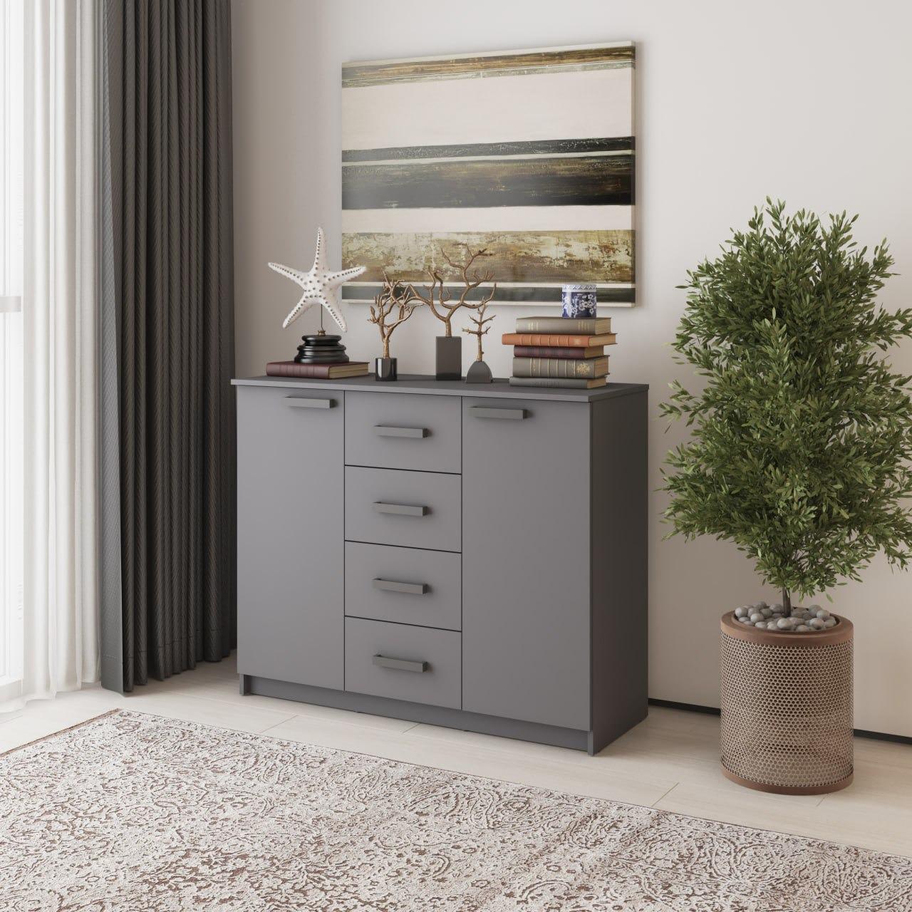 Комод в гостиную MebelStar 120x45x99 см Антрацит (MBS-1438) Комод в гостиную MebelStar 120x45x99 см Антрацит (MBS-1438)