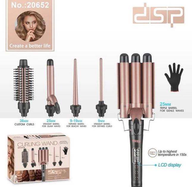 Плойка стайлер професійний з насадками 5в1 DSP ZO652 3 хвилі з LED дисплеєм для локонів гребінець для випрямлення щипці - фото 8 Плойка стайлер професійний з насадками 5в1 DSP ZO652 3 хвилі з LED дисплеєм для локонів гребінець для випрямлення щипці - фото 8