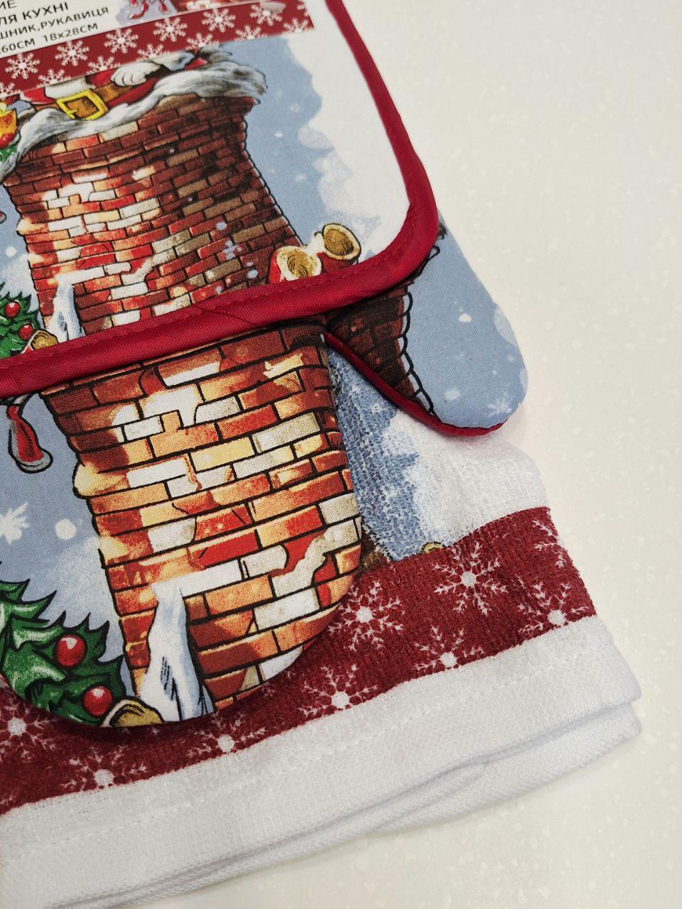 Набор кухонный подарочный Malloory Home Санта прихватка/полотенце/перчатка 3 пр. (1742) - фото 3