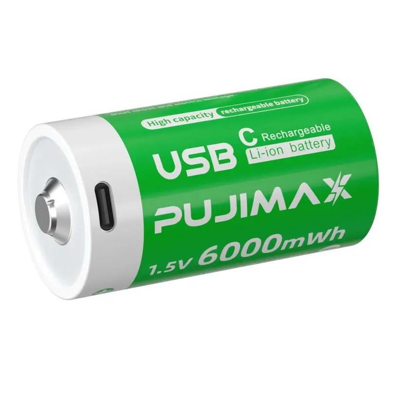 Акумулятор Pujimax Тип C/R14 з зарядкою Type-C 6000 mWh Li-Ion 1,5V (2575995119) - фото 2 Акумулятор Pujimax Тип C/R14 з зарядкою Type-C 6000 mWh Li-Ion 1,5V (2575995119) - фото 2