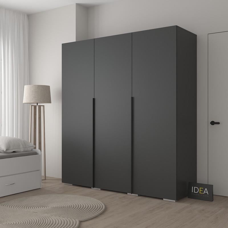 Шафа для одягу тридверна Idea Д-123 2000х1800х600 мм Антрацит (32996796)