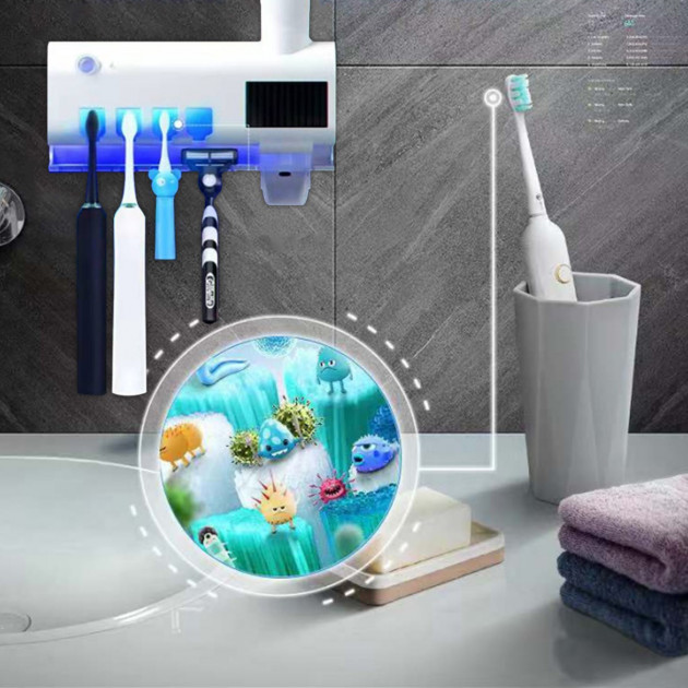 Держатель для зубных щеток Toothbrush sterilizer (W-020) с диспенсером для пасты и УФ-стерилизатором - фото 2 Держатель для зубных щеток Toothbrush sterilizer (W-020) с диспенсером для пасты и УФ-стерилизатором - фото 2