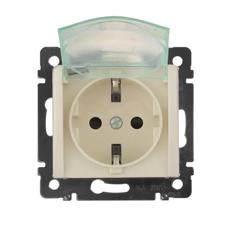 Розетка двойная Legrand Valena 2К+С с крышкой и крышкой IP44 Слоновая кость (774120)