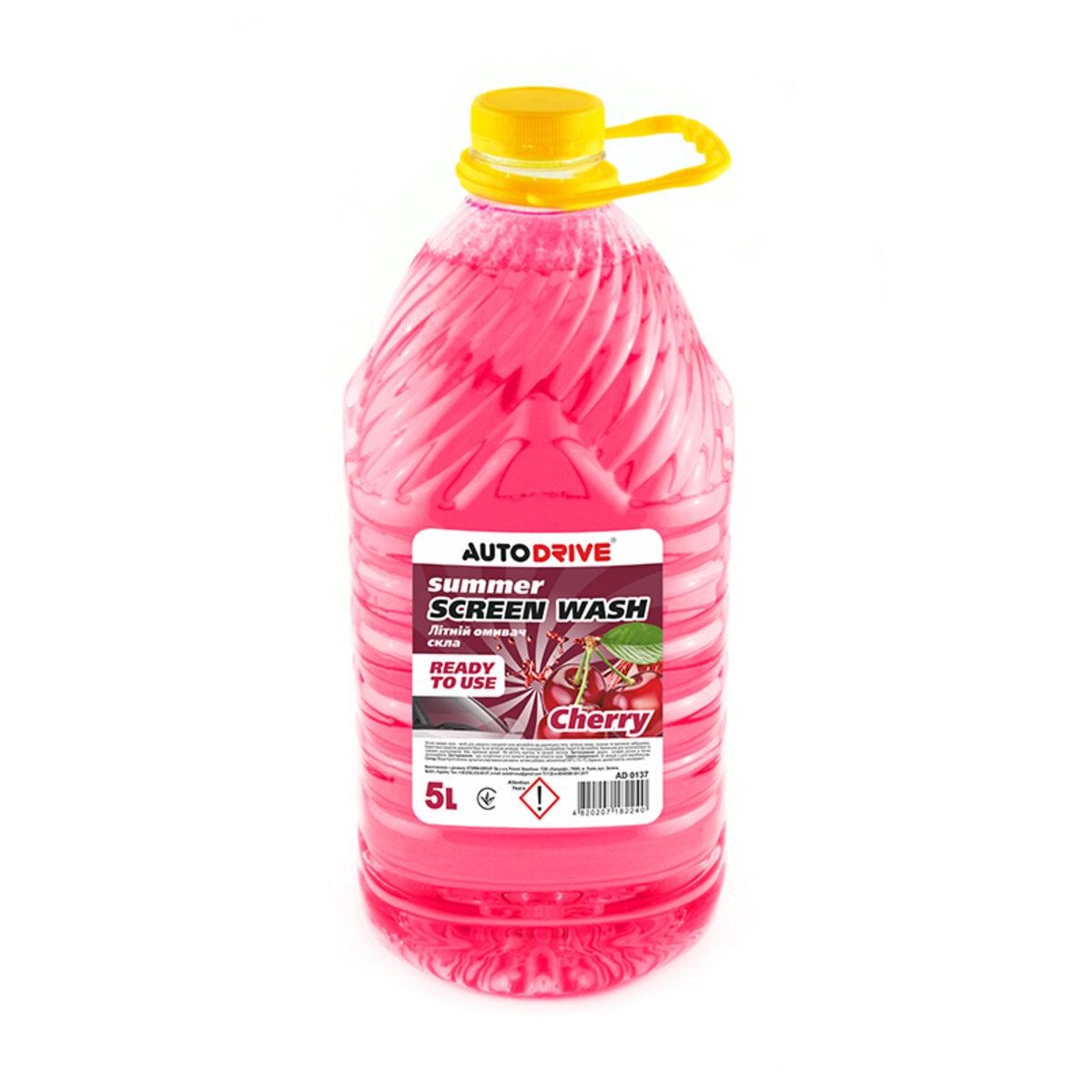 Омивач скла літній AutoDrive Summer Screen Wash Cherry PET 5 л