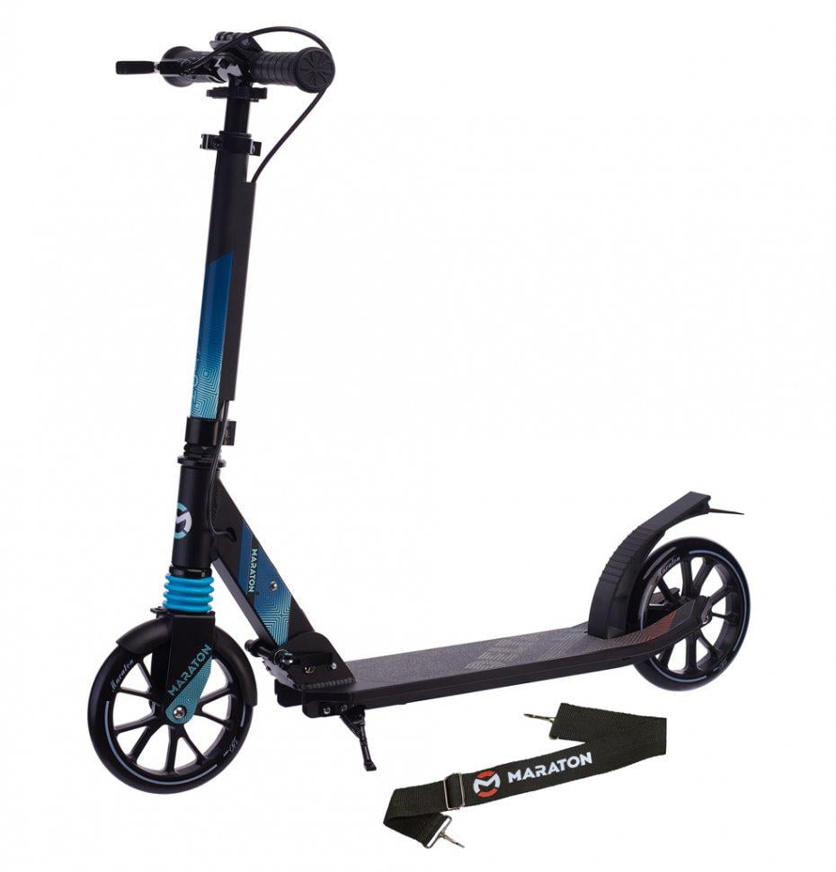 Самокат Maraton Delta с LED фонариком и ремнем Синий