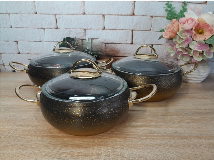 Набір каструль OMS з антипригарним покриттям 6 предметів Gold (3031-gold) - фото 6 Набір каструль OMS з антипригарним покриттям 6 предметів Gold (3031-gold) - фото 6