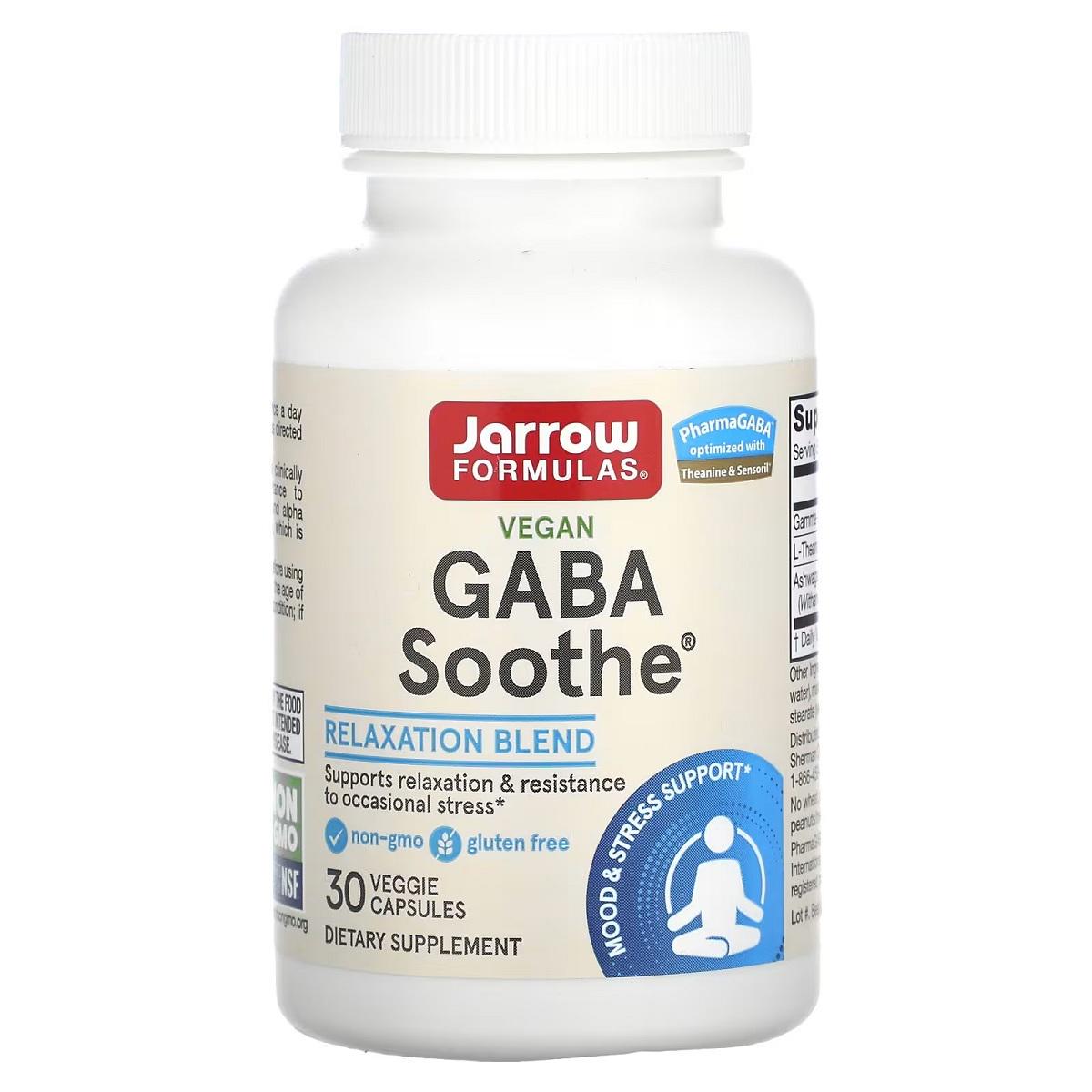 Аминокислоты Jarrow Formulas GABA Soothe 30 вегетарианских капсул