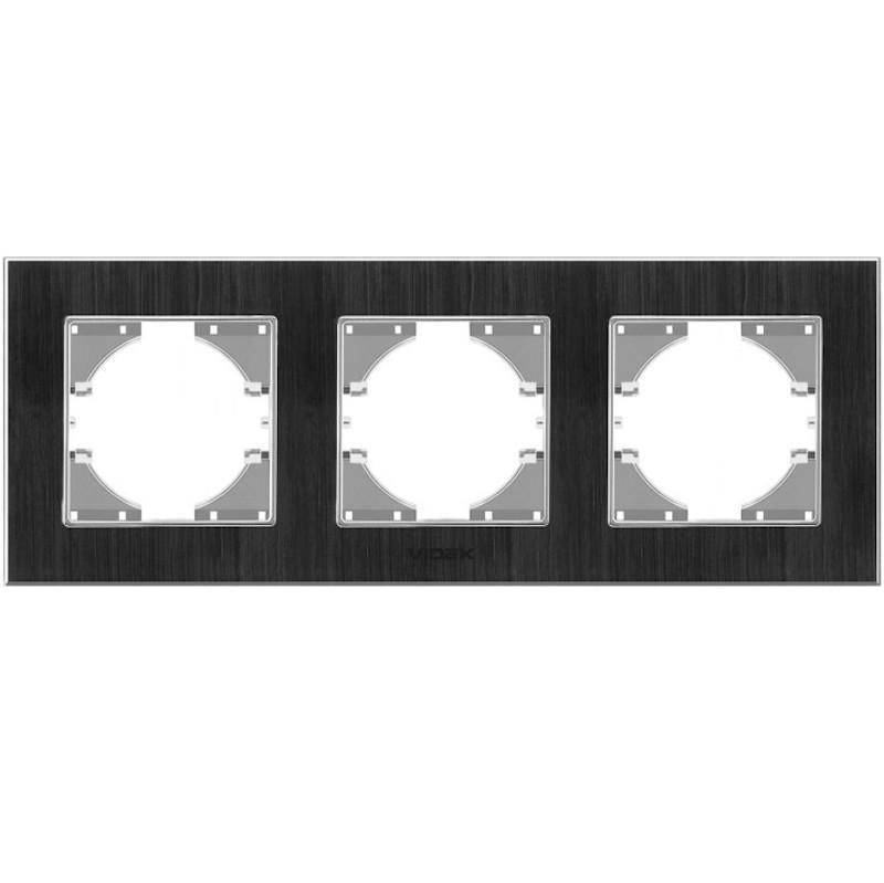 Рамка тримісна горизонтальна Videx Binera Чорний алюміній (00000013065)