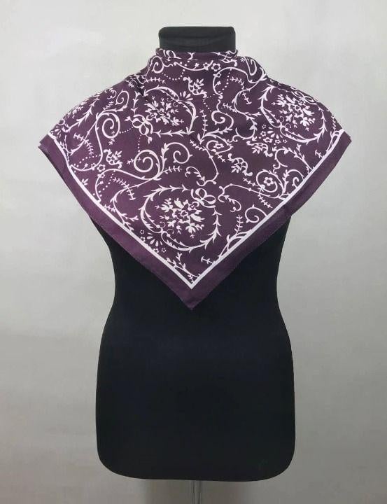 Платок женский цветочным узором Фиолетовый с белым (ХустM177)