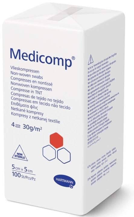 Салфетки нестерильные Medicomp из нетканого материала 4-х слойные 5х5 см (4218218)