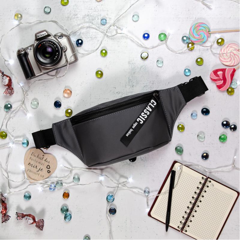 Сумка бананка на пояс Sambag Tirso MSH 31x12x5 см Графитовый