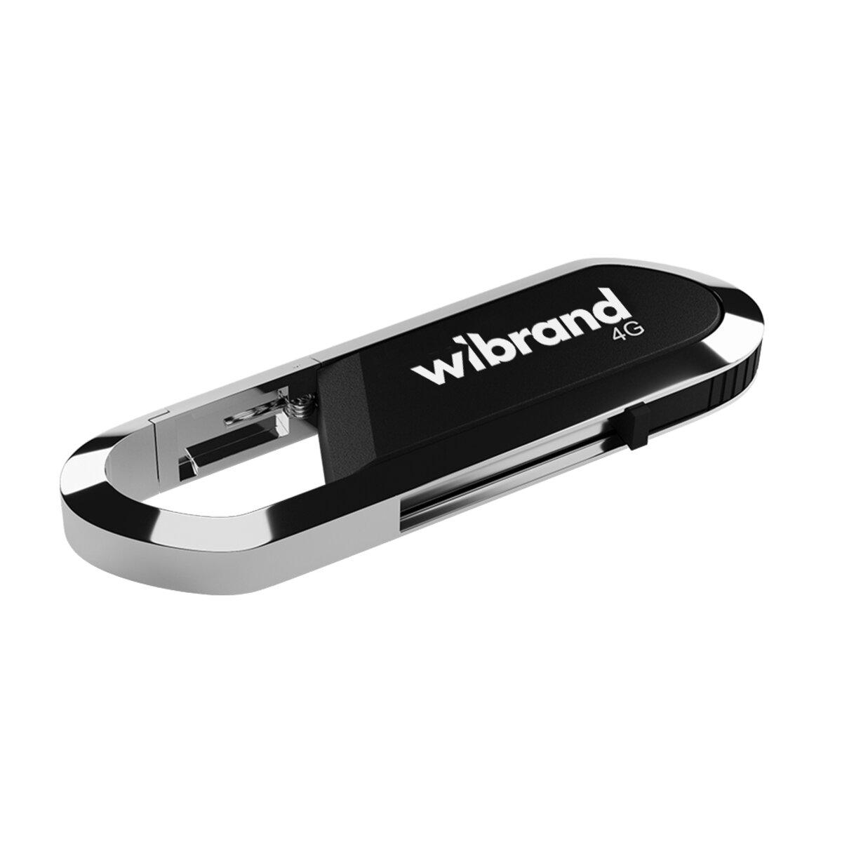 Флеш-пам'ять USB моноблок з карабіном Wibrand WI2.0 AL4U7B USB 2.0 Aligator 4 Gb Black (601806)