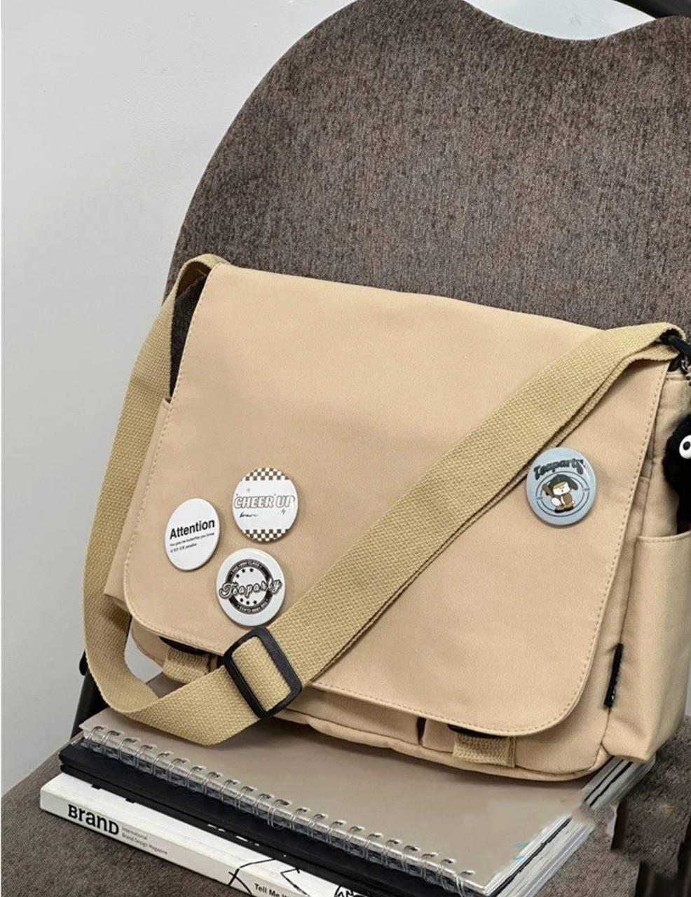 Сумка для девочки для школы/института с карманами в японском стиле Бежевый (А531) - фото 2 Сумка для девочки для школы/института с карманами в японском стиле Бежевый (А531) - фото 2