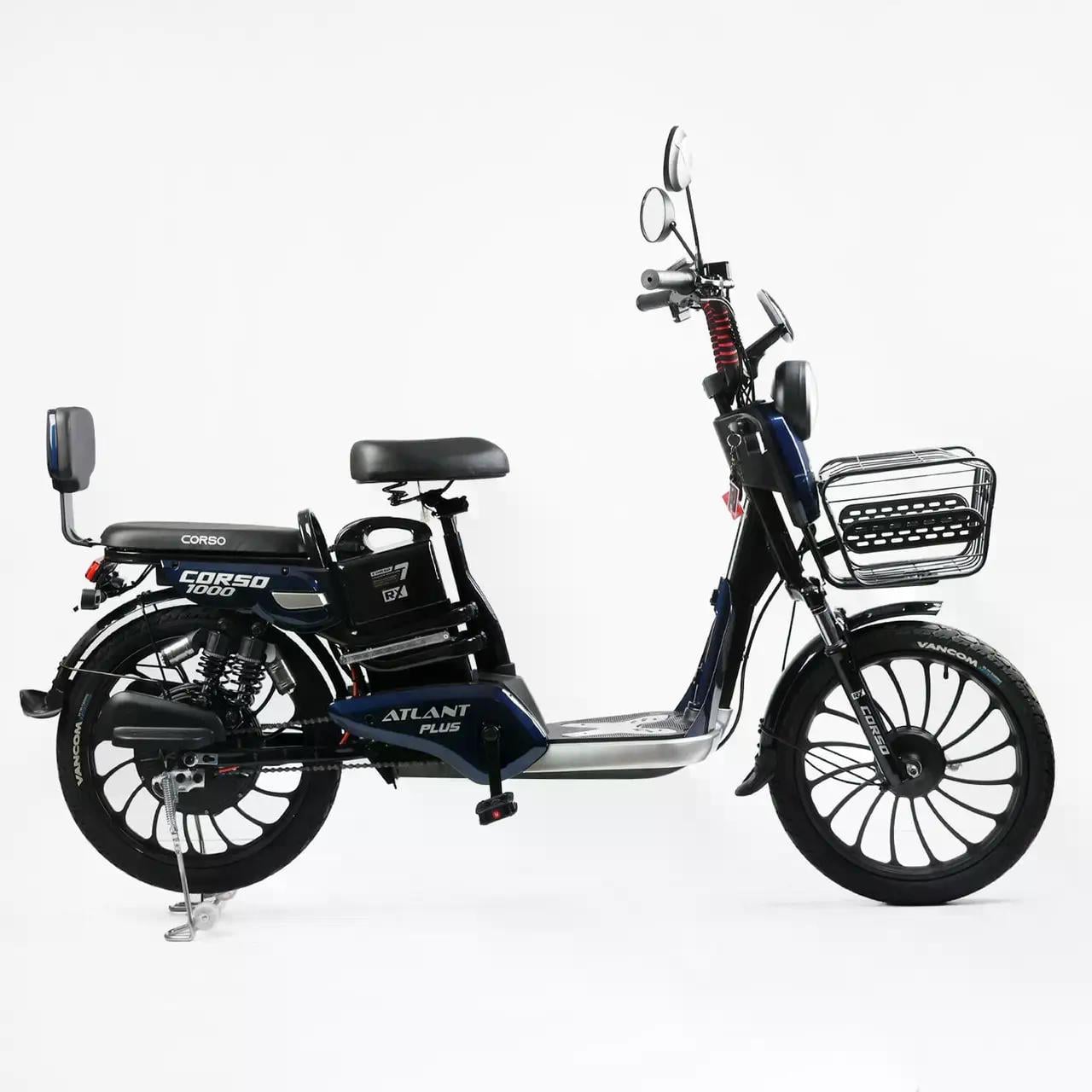 Электровелосипед двухместный Corso Atlant Plus 1000W 60V 21Ah и корзина