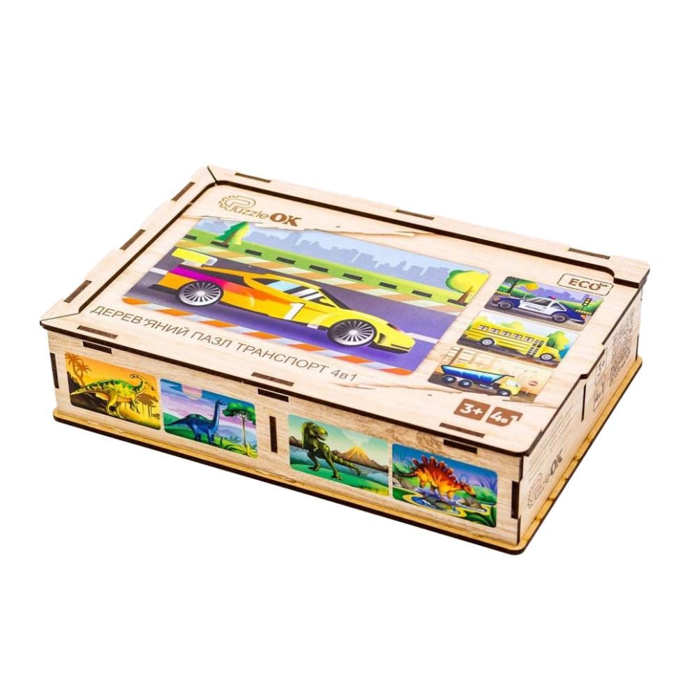 Пазл детский деревянный PuzzleOK Транспорт 4в1 80 эл. (IP-177-P-11)