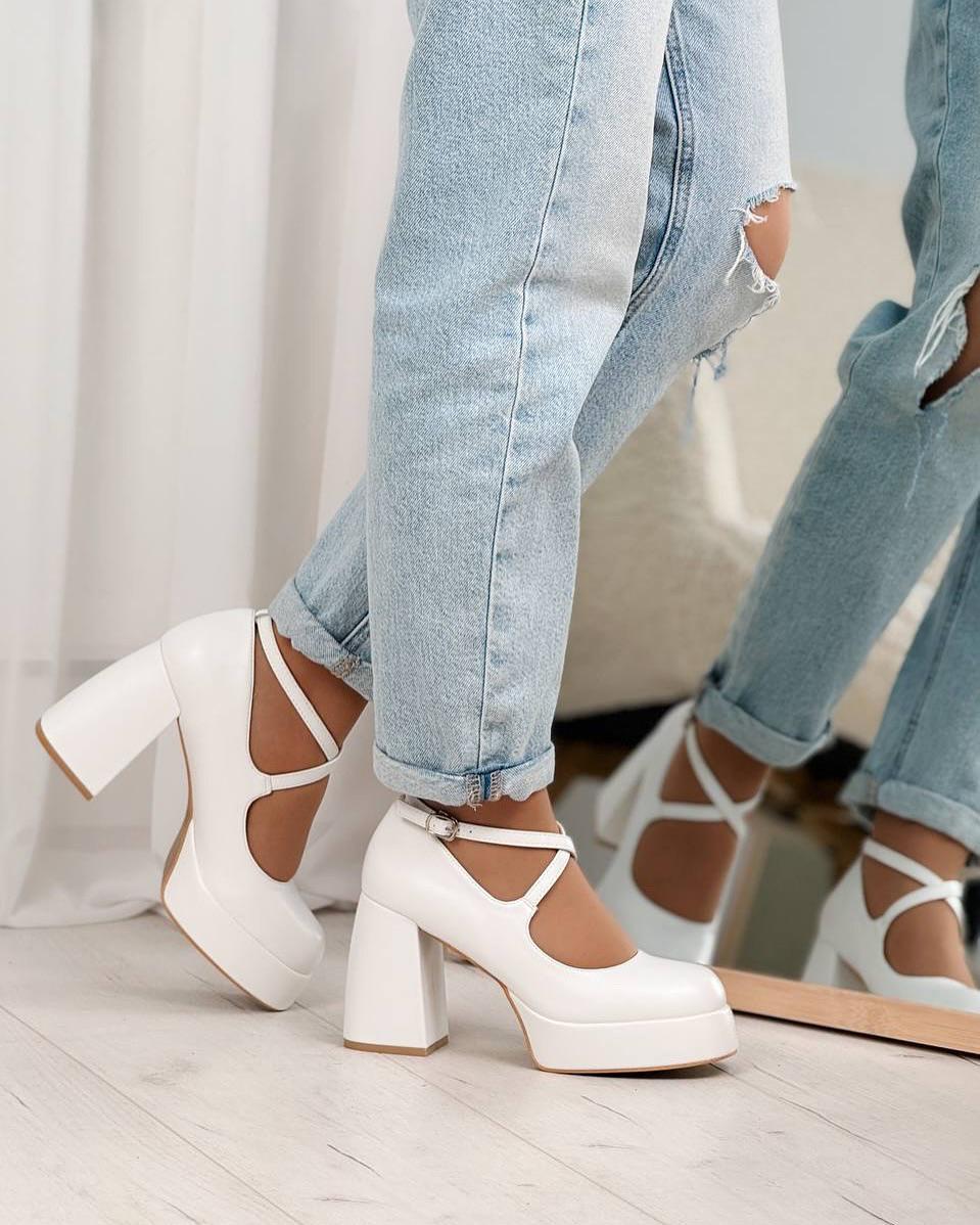 Туфлі з ремінцем Loretta на підборах та платформі р. 40 25,5 см Білий (10440-40) - фото 14 Туфлі з ремінцем Loretta на підборах та платформі р. 40 25,5 см Білий (10440-40) - фото 14