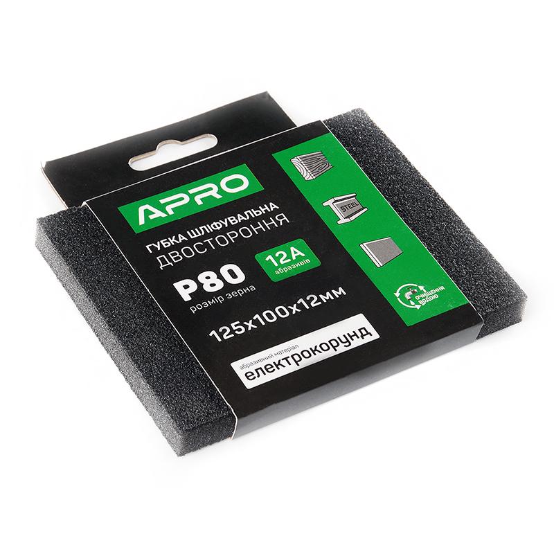 Губка шлифовальная Apro двусторонняя Р80 125х100х12 мм (828122)