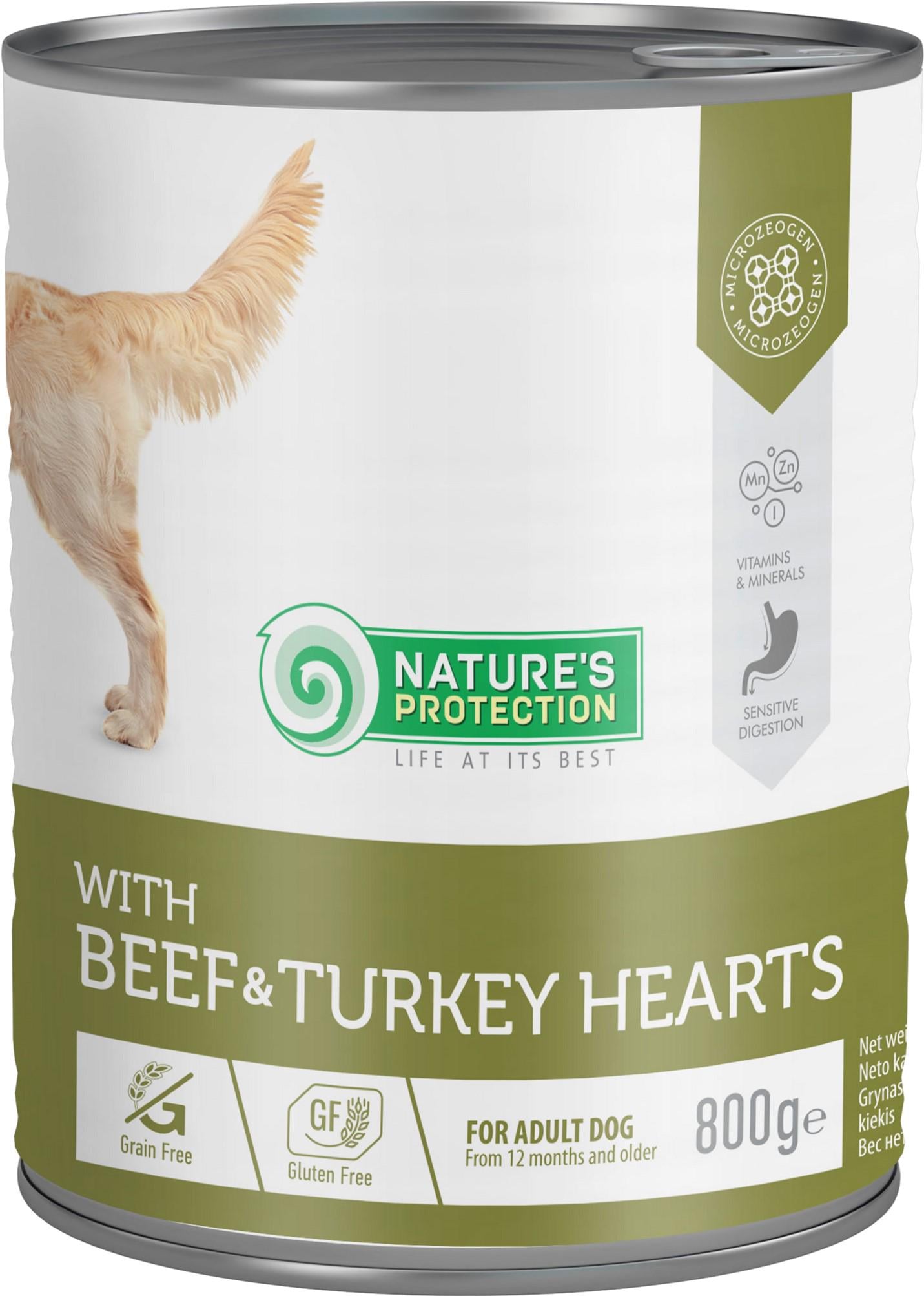 Корм влажный для взрослыx собак Nature's Protection с говядиной и сердцем индюшки 800 г (4771317456045)