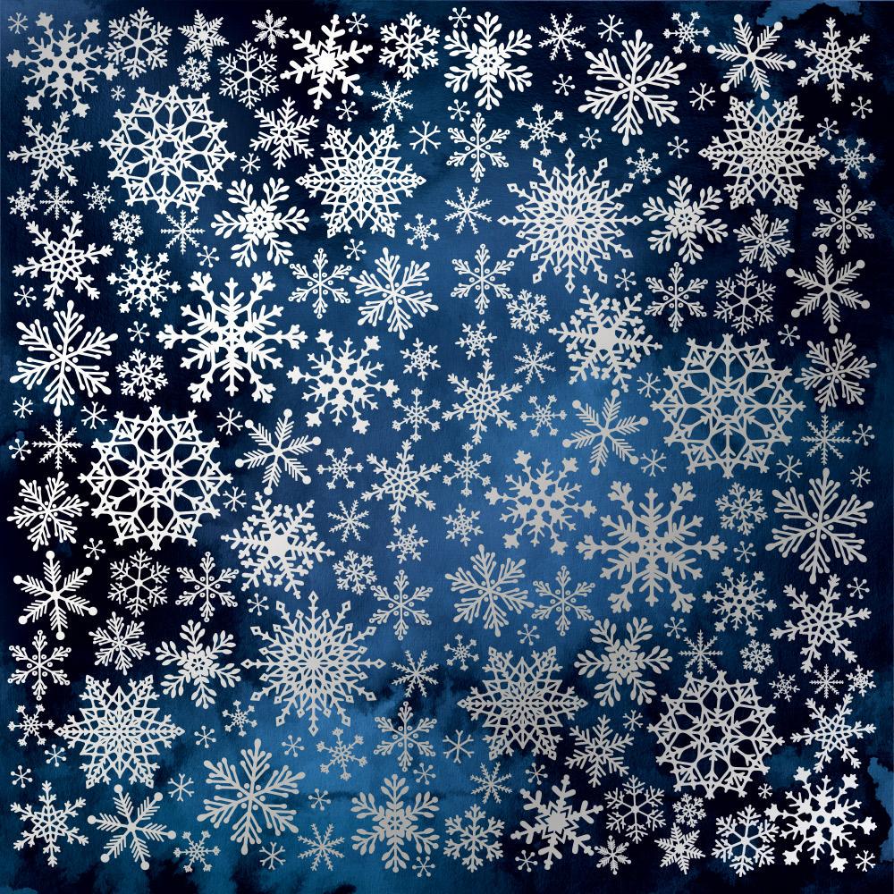 Лист паперу односторонній Silver Snowflakes зі срібним тисненням 30,5х30,5 см Night Garden