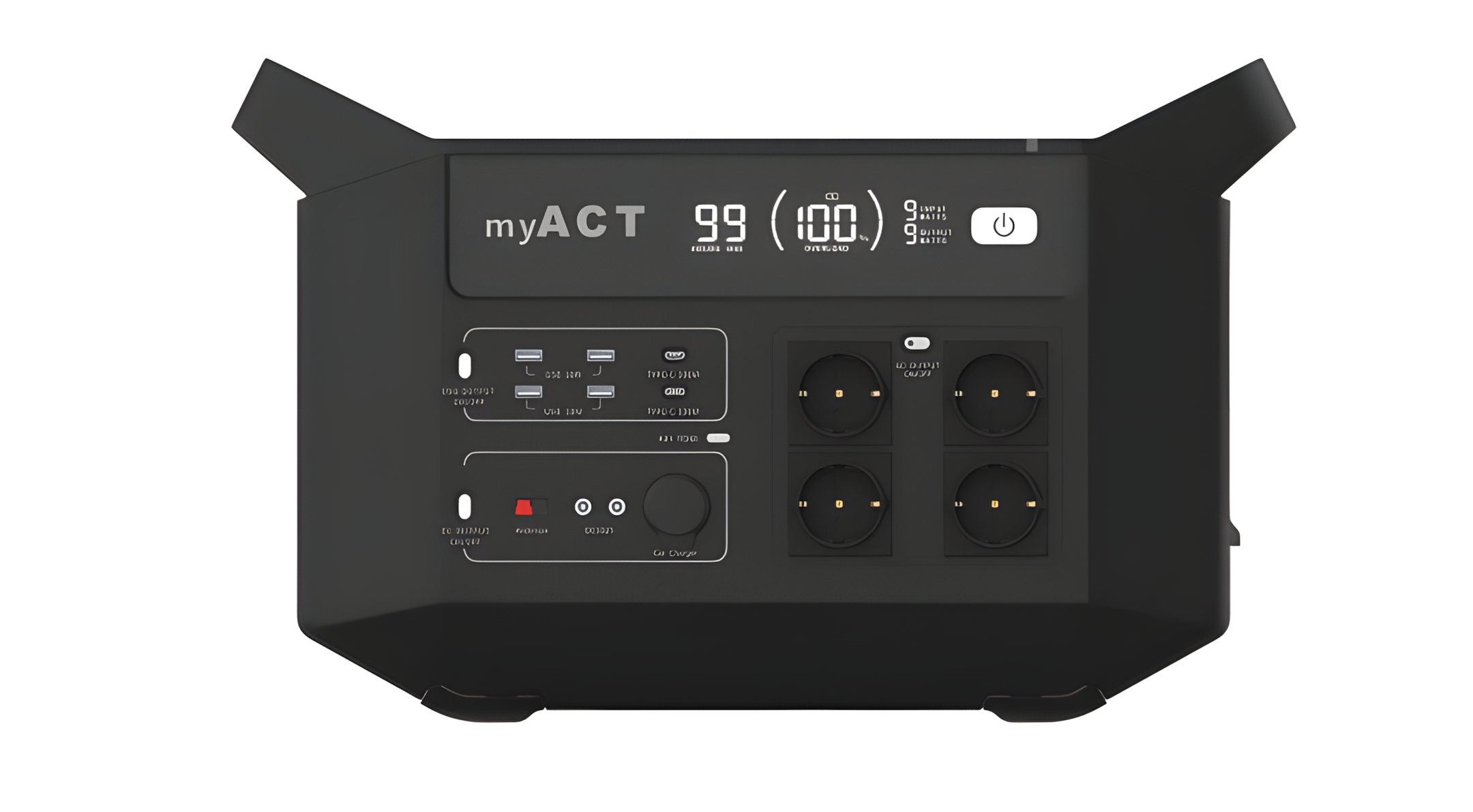 Зарядна станція портативна myACT AP3000 2880 Вт·год LiFePO4 3000 Вт чиста синусоїда ДБЖ 4×220 В USB-C (38136755)