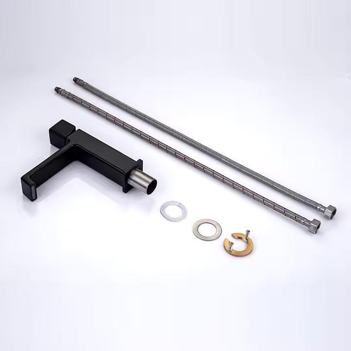 Смеситель дизайнерский для умывальника из латуни для раковины однорычажный Черный - фото 2