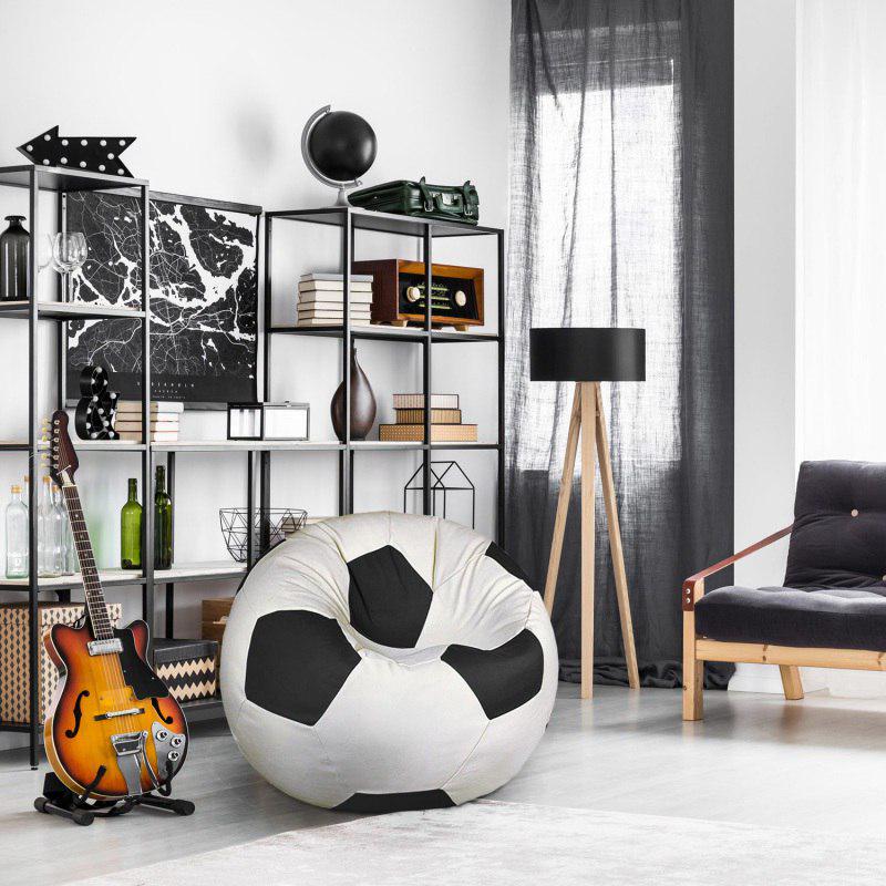 Крісло-мішок М'яч Оксфорд 70х70 см Білий із чорним (23380745) - фото 4