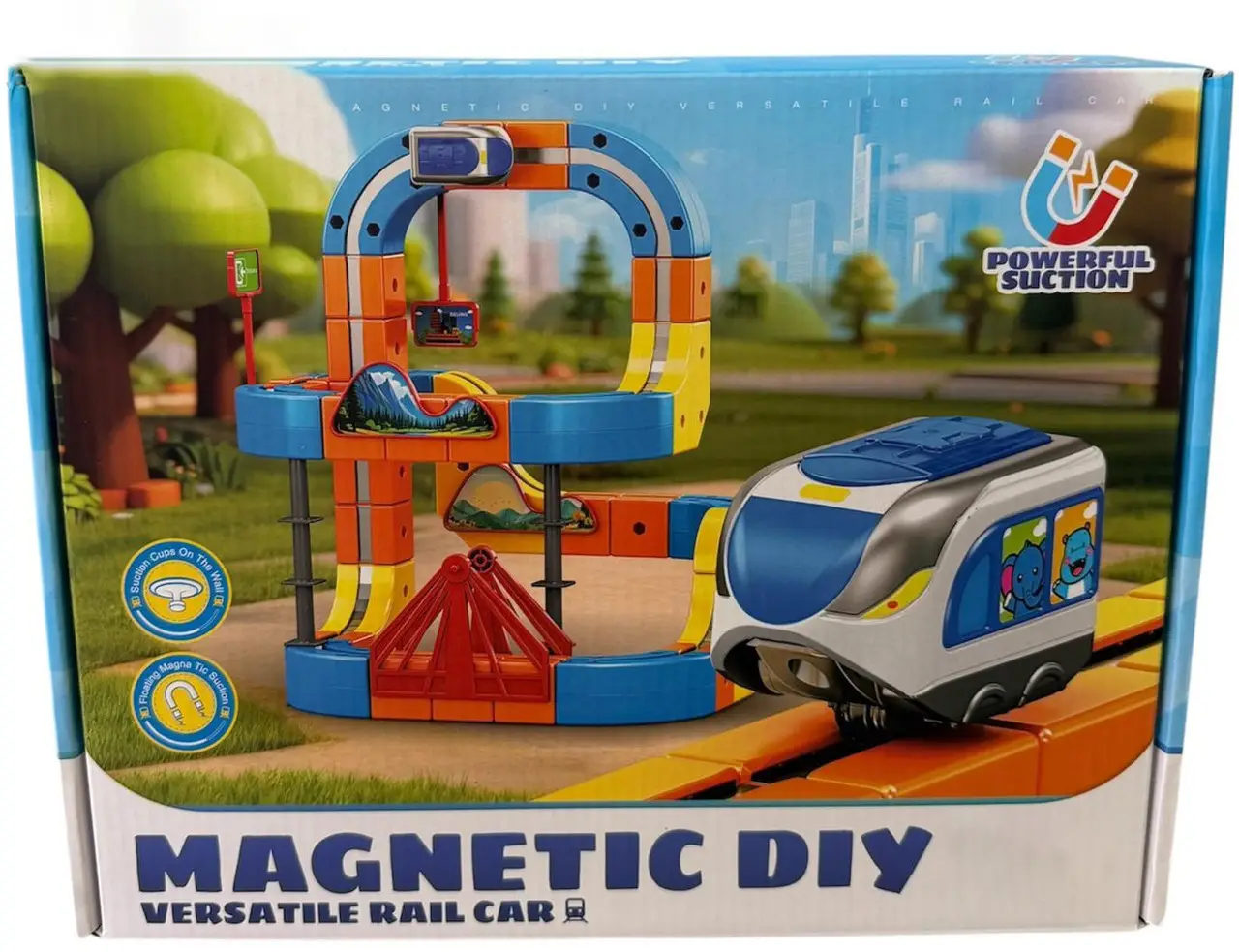 Конструктор поезд трасса Magnetic DIY Rail Car WX2702 магнитный 82 детали