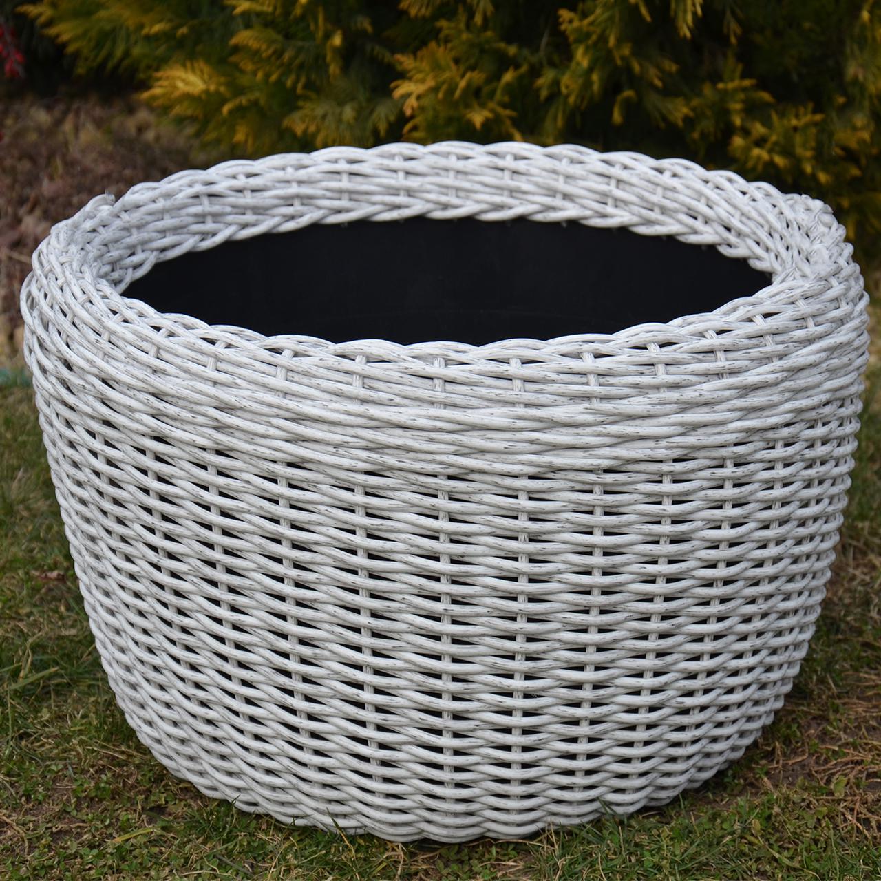 Кашпо велике для рослин та квітів з штучного ротангу/ручної роботи 60 л Біла береза (12343640) - фото 4