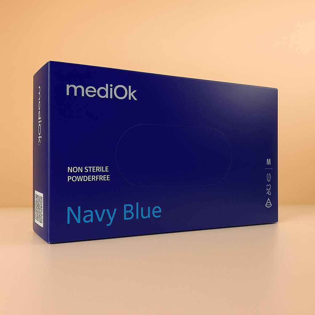 Перчатки нитриловые прочные MediOk 4,2 г L 100 шт. Темно-синий (26859481)