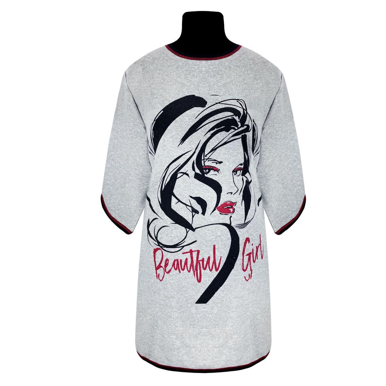 Туника женская с начесом 1104 Beautiful girl р. 52/54 Серый (1773564362) - фото 1