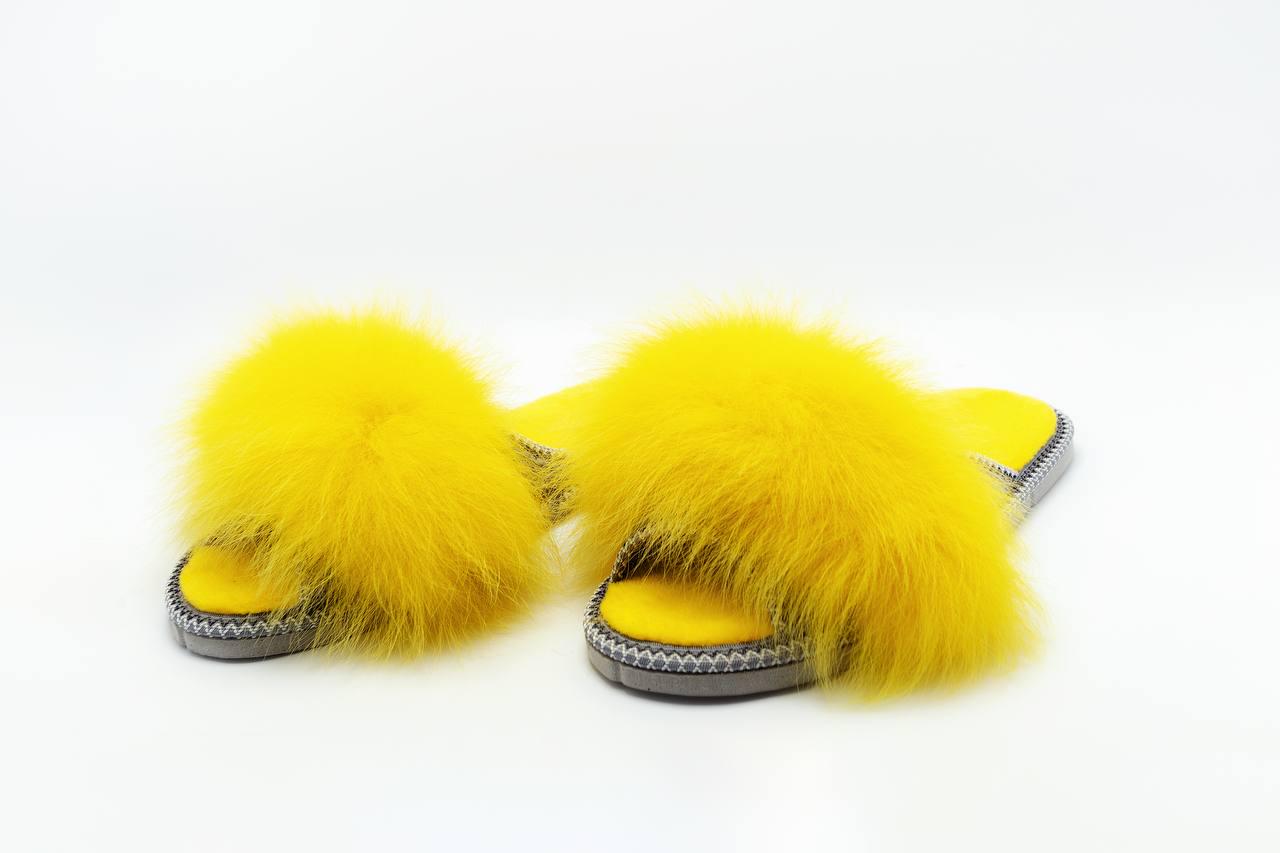 Домашні тапки АЛВАНІ з натуральним хутром р. 41 Яскраво-жовтий - фото 2 Домашні тапки АЛВАНІ з натуральним хутром р. 41 Яскраво-жовтий - фото 2